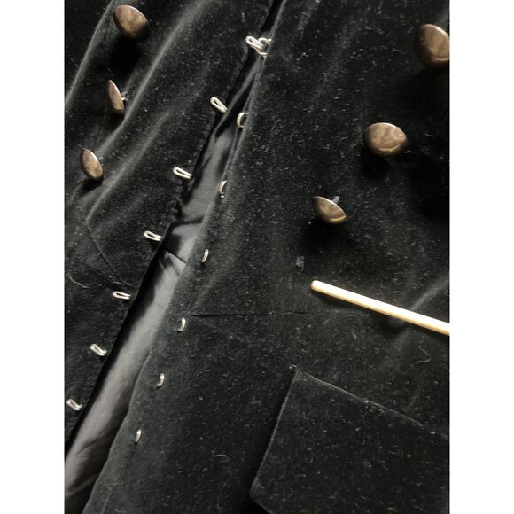 Newport News Vintage Y2K Goth Long Black Velvet Sergeant Pepper Coat - Picture 4 of 8